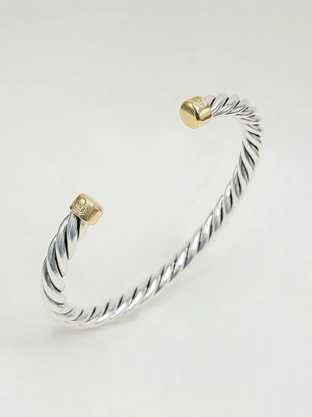 David Yurman Cable Cuff Bracelet w/ Sterling Silver & 18K Yellow Gold - Medium